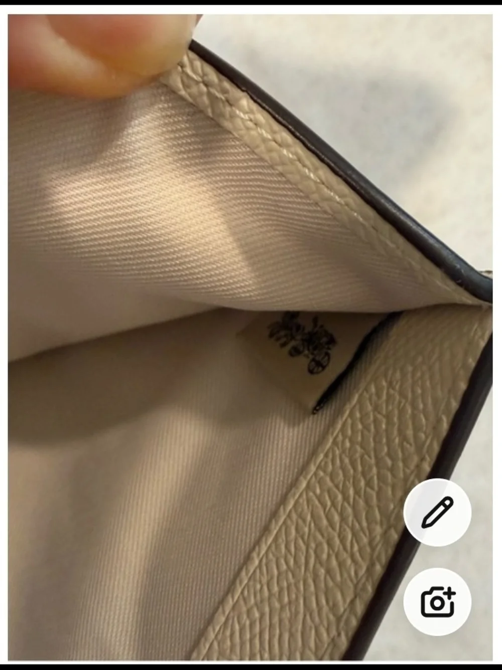 Coach Cream Refined Pebbled Leather Wallet